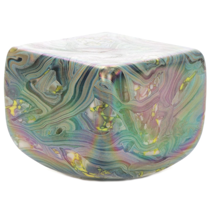 Robert Eickholt Handblown Iridescent Art Glass Paperweight