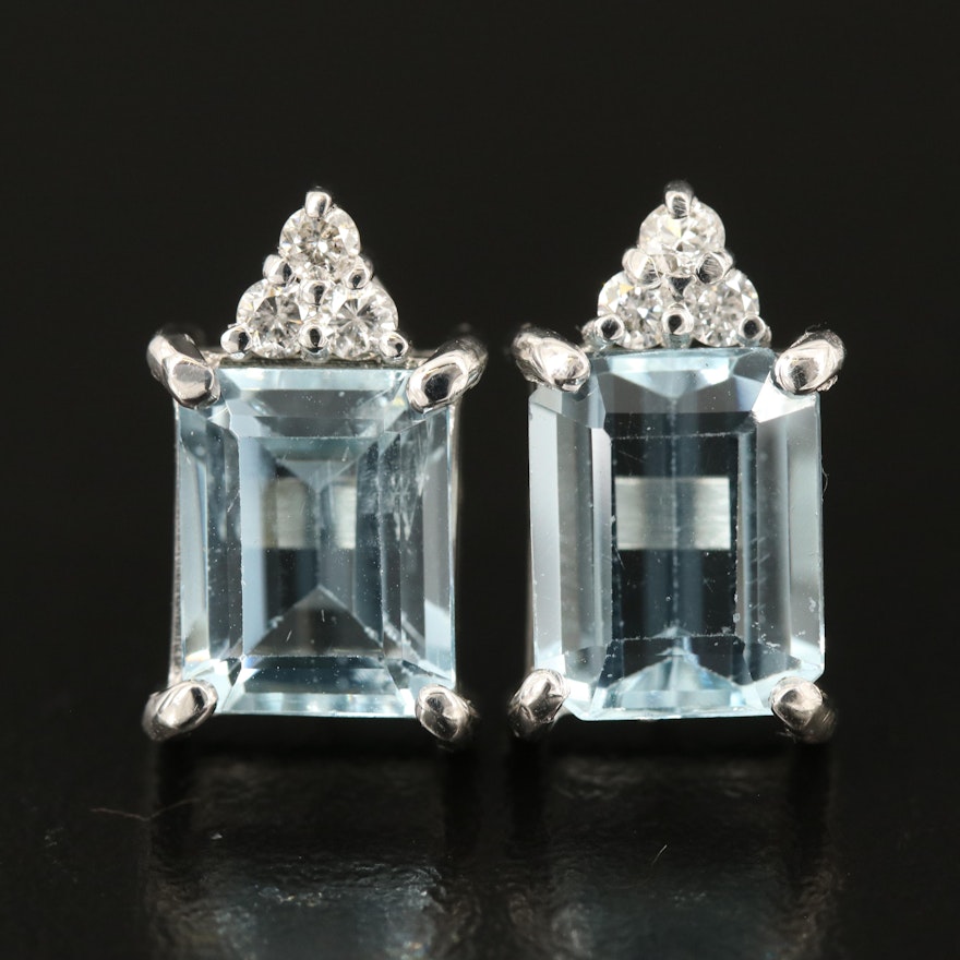 18K Aquamarine and Diamond Earrings
