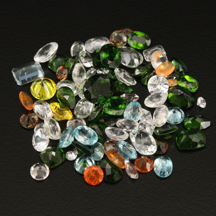 Loose 68.08 CTW Gemstones Including Fire Opal, Diopside and Zircon