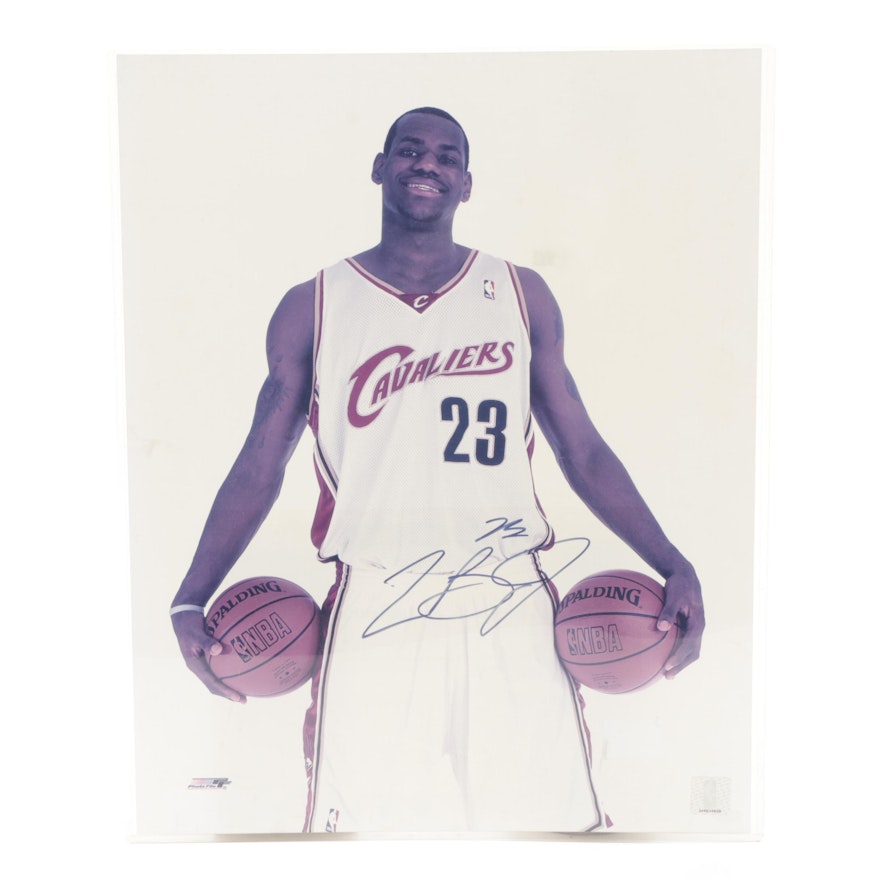 LeBron James Signed Cleveland Cavaliers NBA Basketball Photo Print, COA