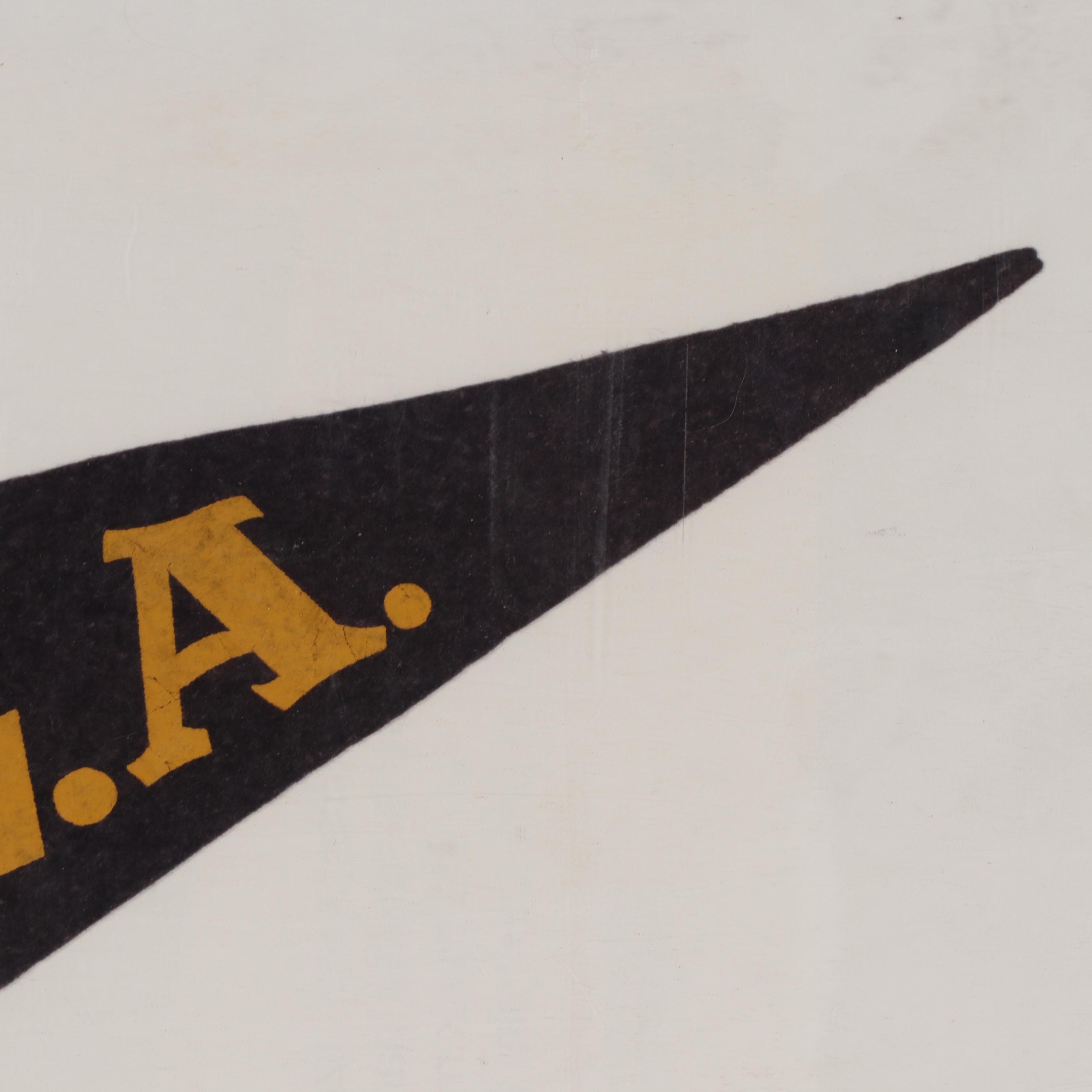 John Wooden Signed UCLA Pennant in Frame