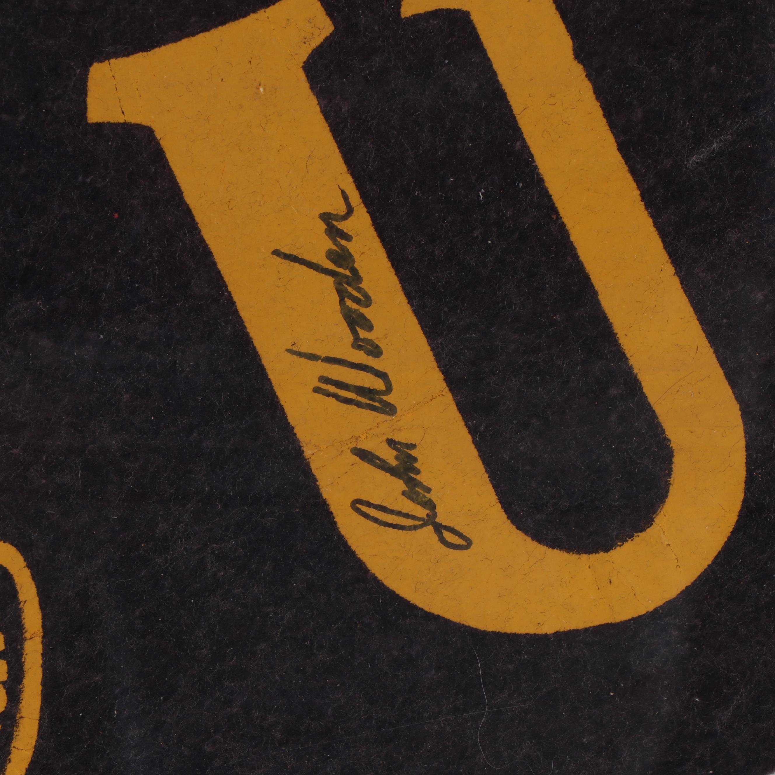 John Wooden Signed UCLA Pennant in Frame