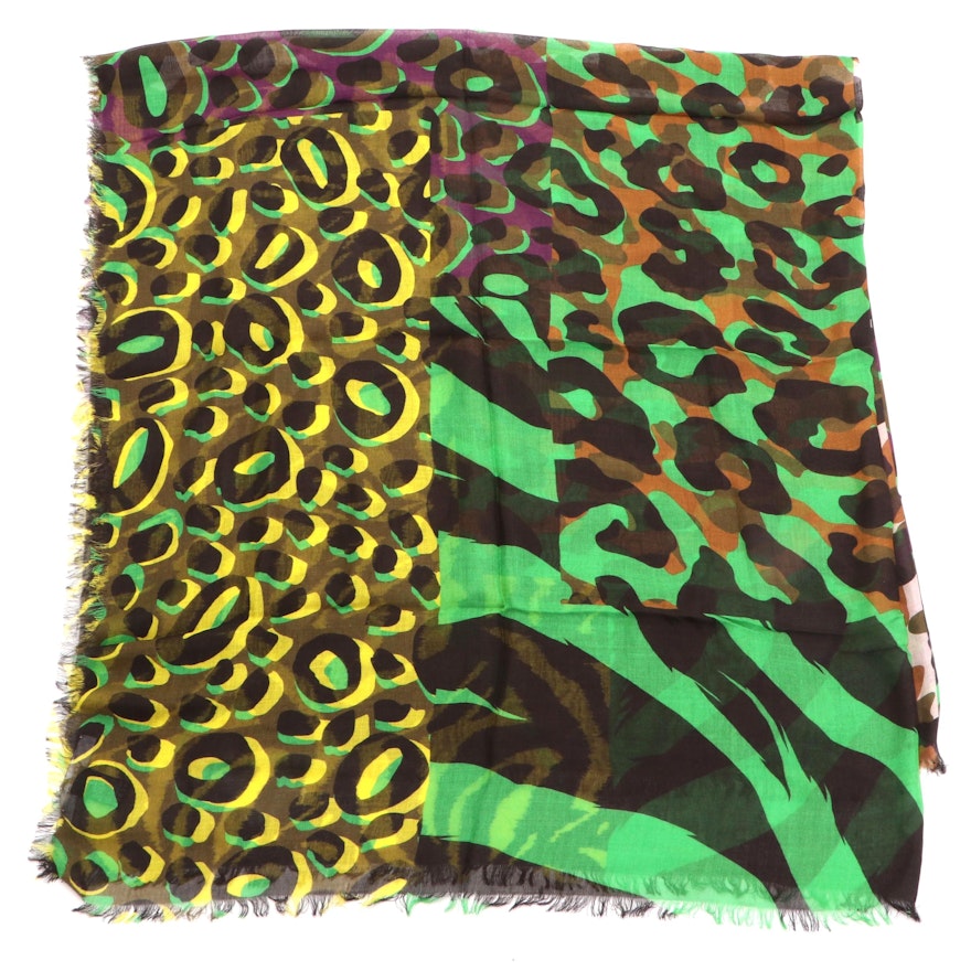 Versace Collection Shawl in Printed Modal-Cashmere