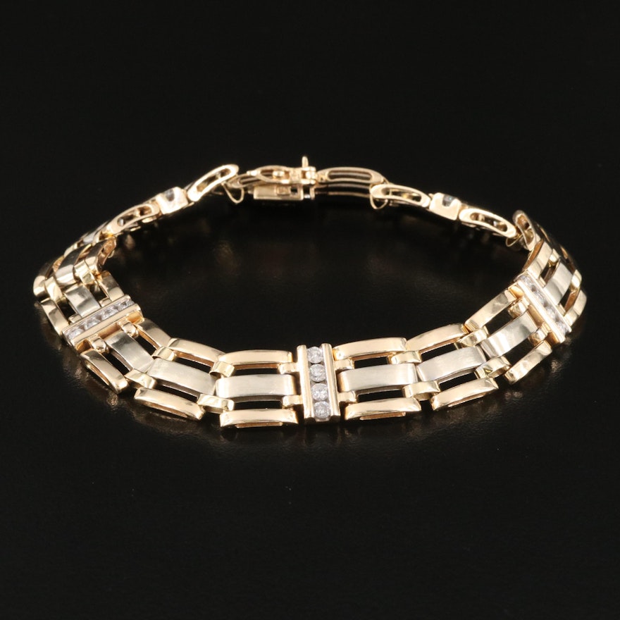 14K 1.00 CTW Channel Set Diamond Link Bracelet