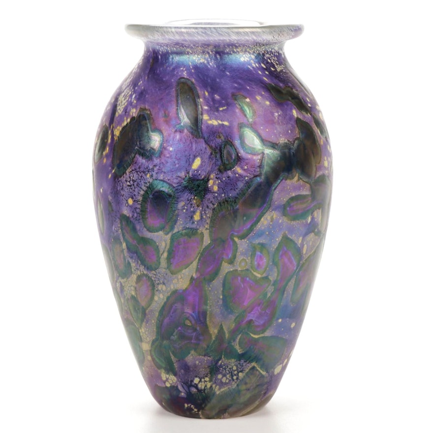 Robert Eickholt "Classic Tide Pool" Handblown Iridescent Art Glass Vase