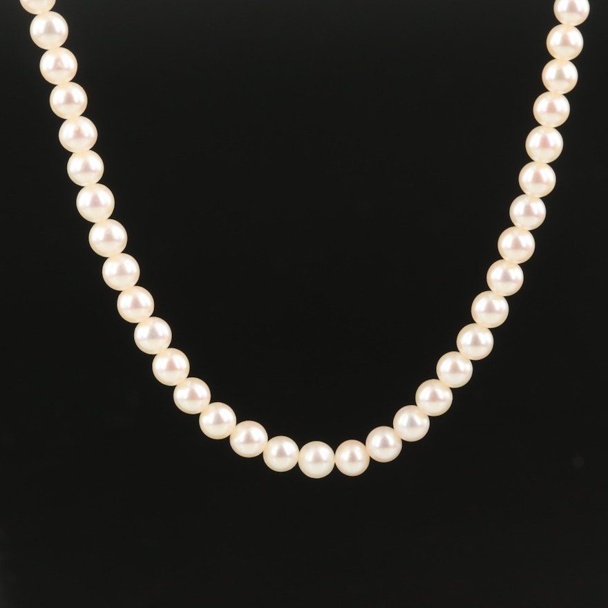 Round Pearl Necklace with 14K Clasp