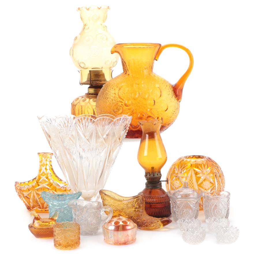 Wayne Husted for Stelvia Glass "Antigua" Amber Glass Pitcher and More