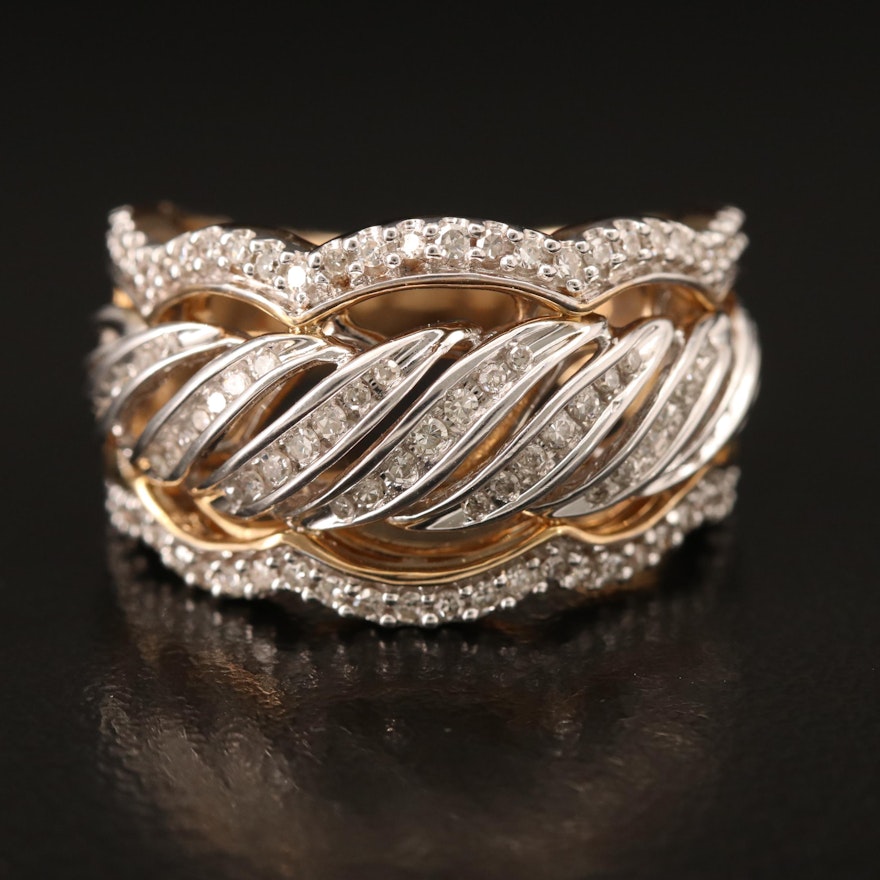 10K 0.50 CT Diamond Band with Scalloped Edges