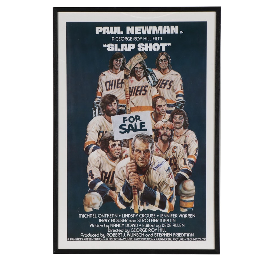 Paul Newman Signed "Slap Shot" Framed Movie Poster