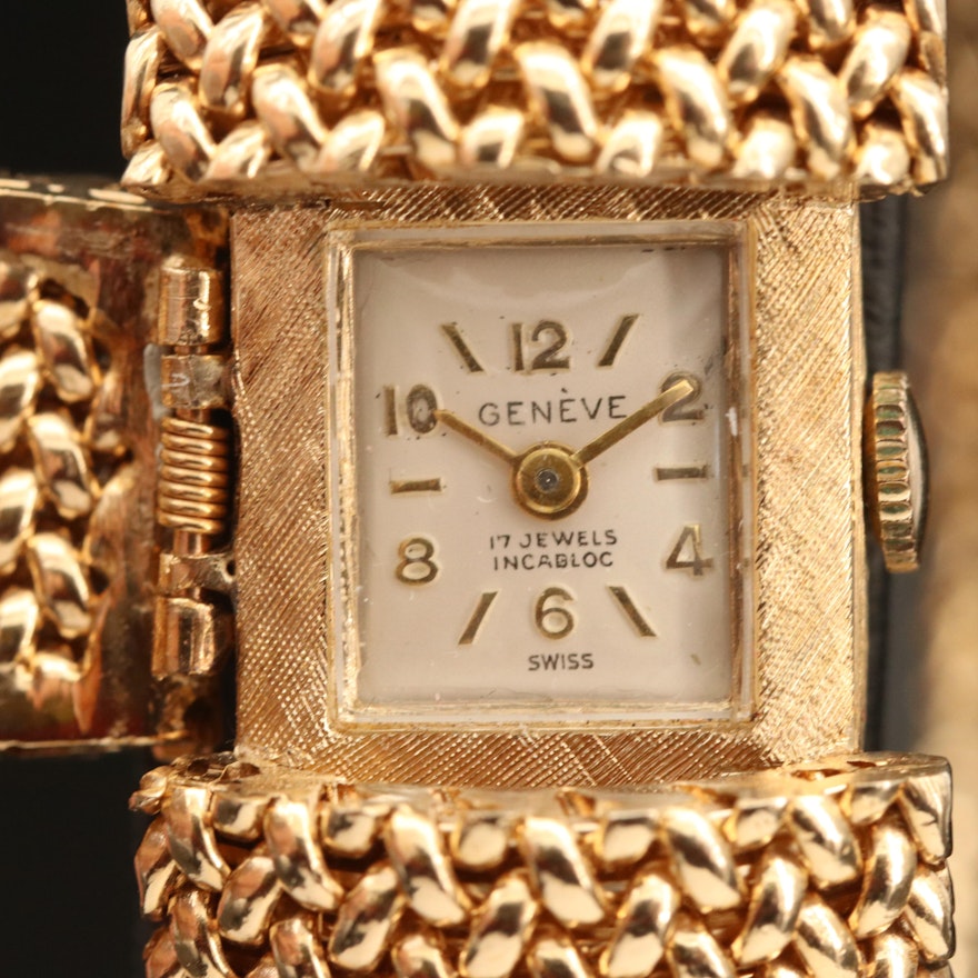 Geneve 14K Hidden Dial Bracelet Wristwatch