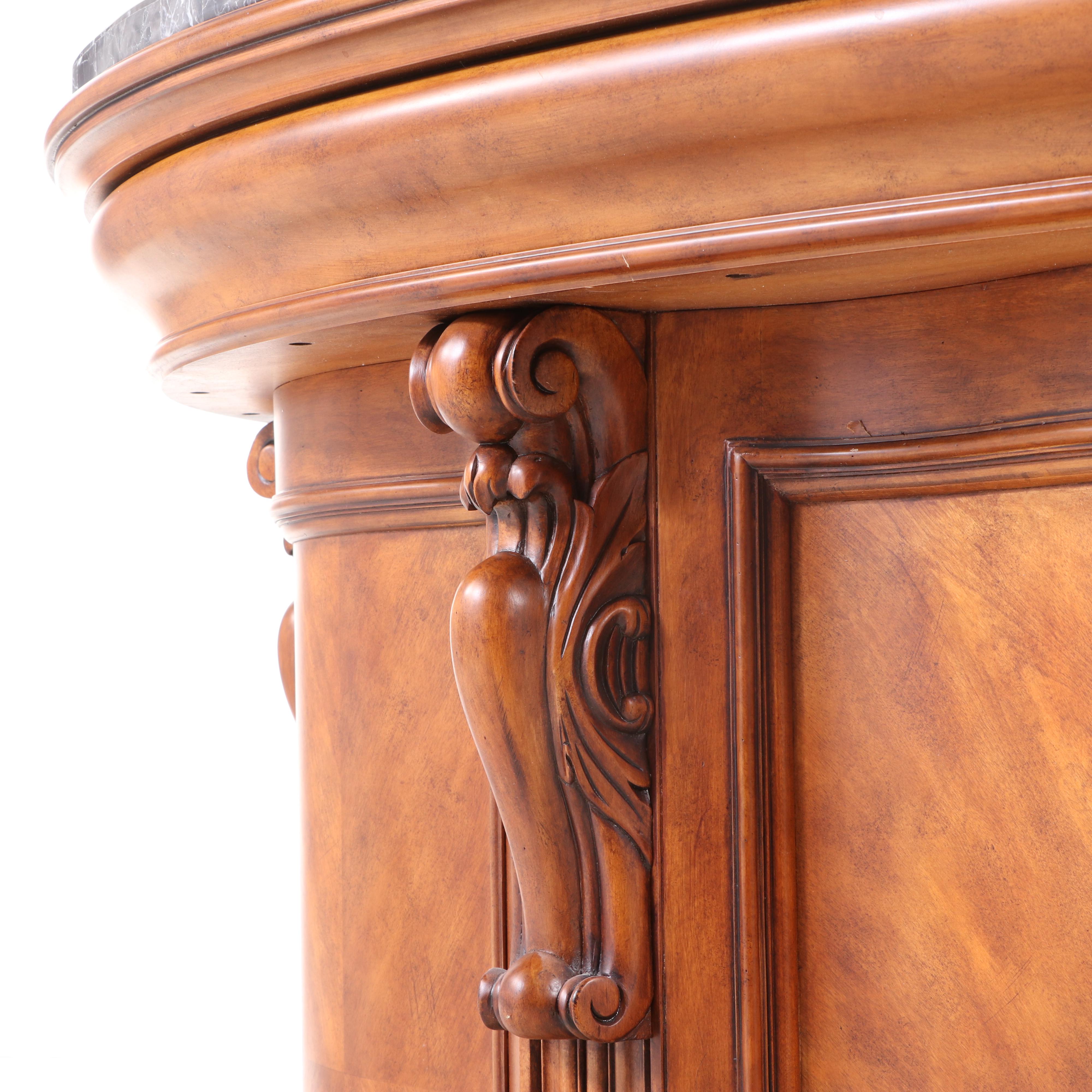Pulaski Furniture "Edwardian Collection" Cherry-Veneered and Marble Top Bar