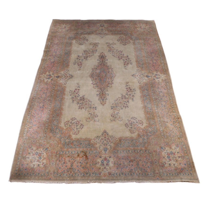 11'6 x 18'2 Hand-Knotted Persian Kashan Room Sized Rug