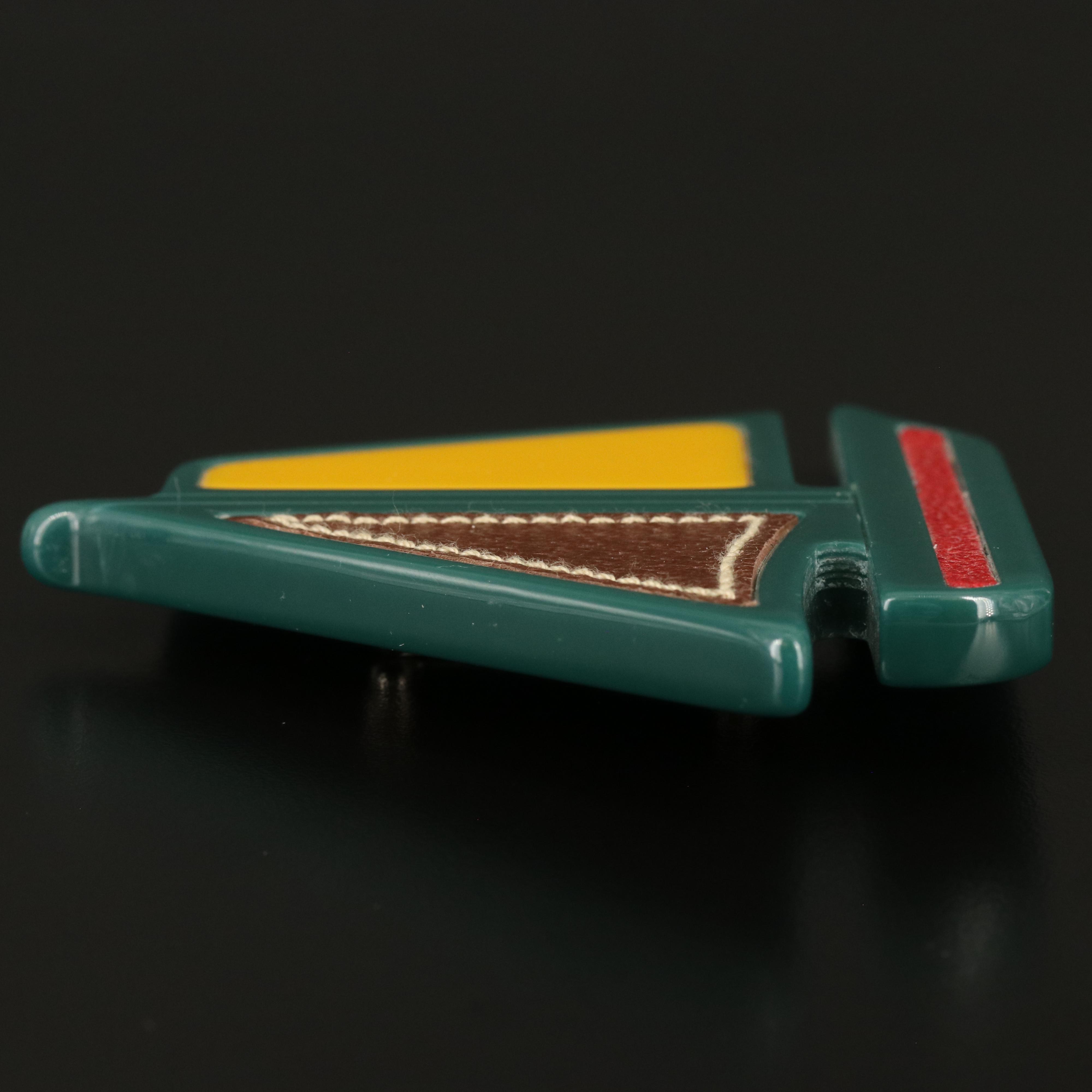 Vintage Prada Sailboat Brooch with Leather Detail