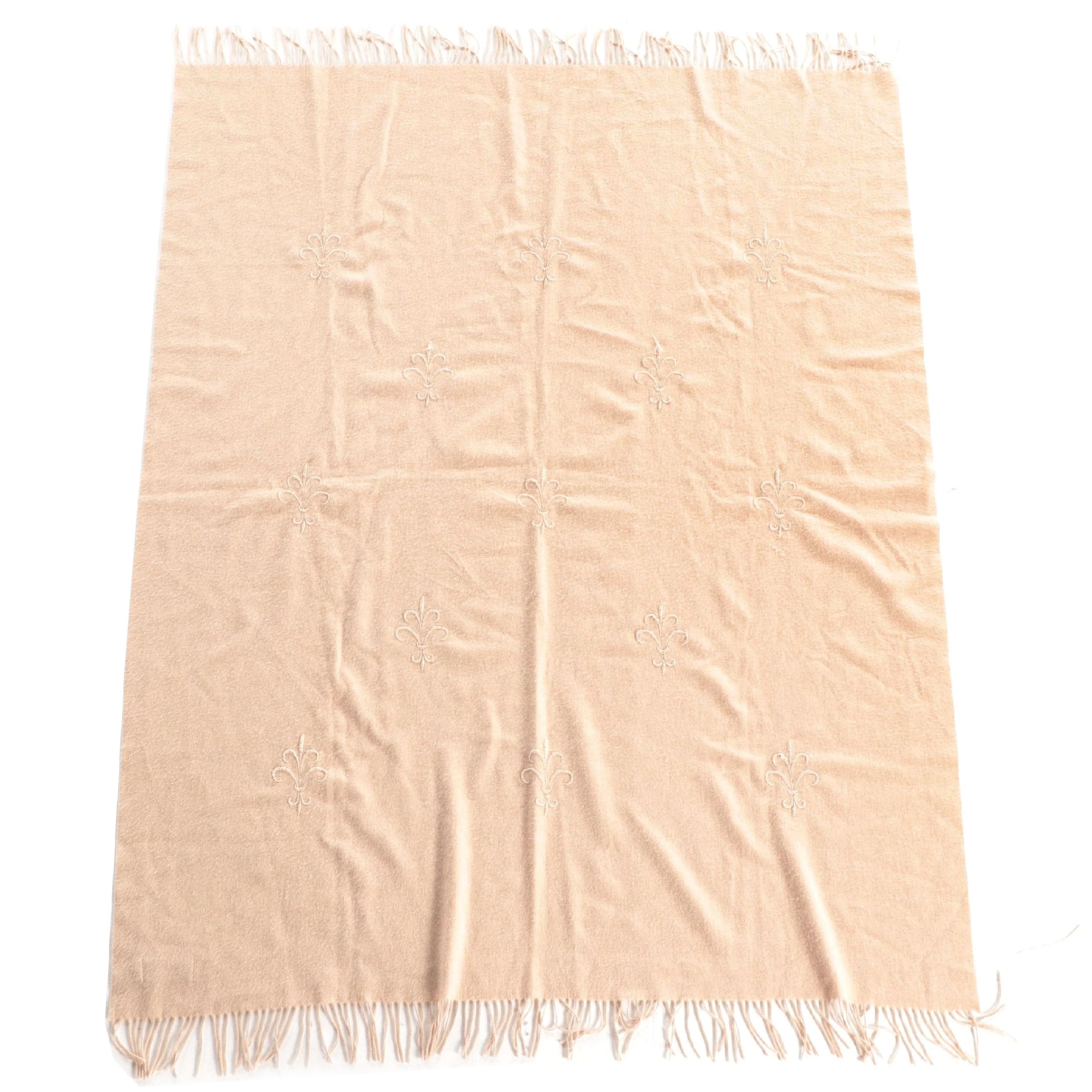 Cashmere Throw with Fleurs de Lis Embellishment by Dante Decken & Plaids