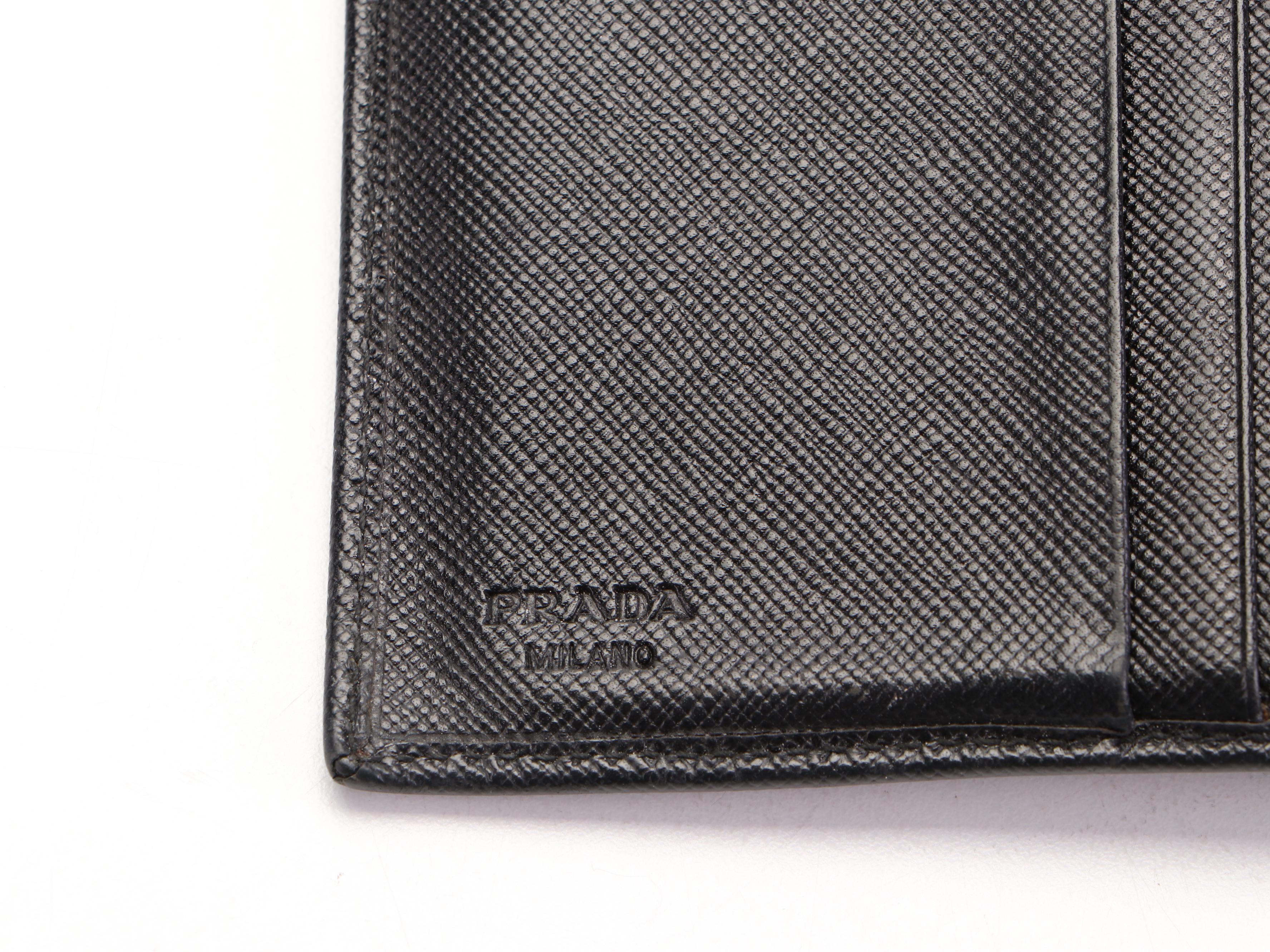 Prada Trifold Continental Wallet in Black Saffiano Leather