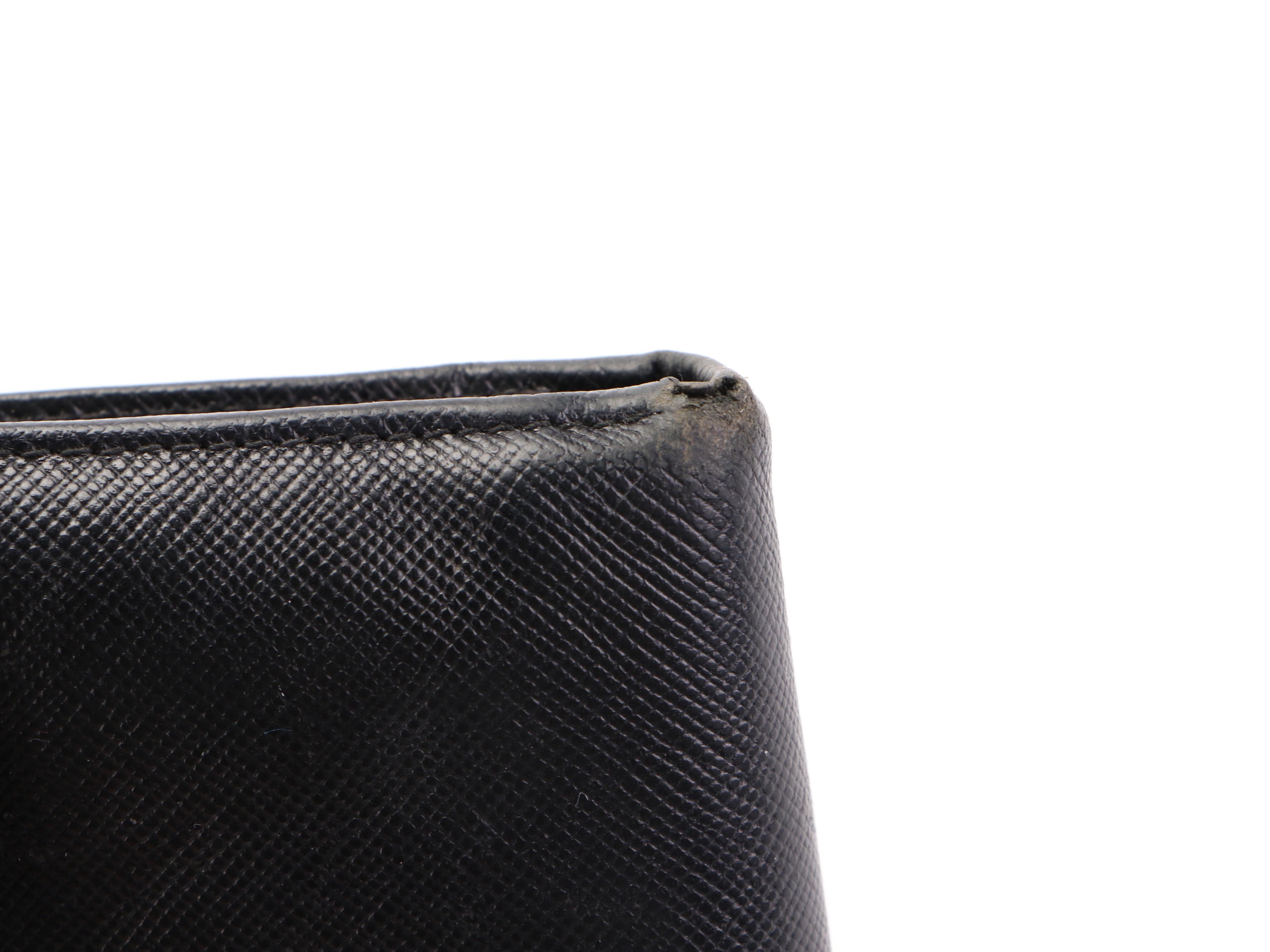Prada Trifold Continental Wallet in Black Saffiano Leather