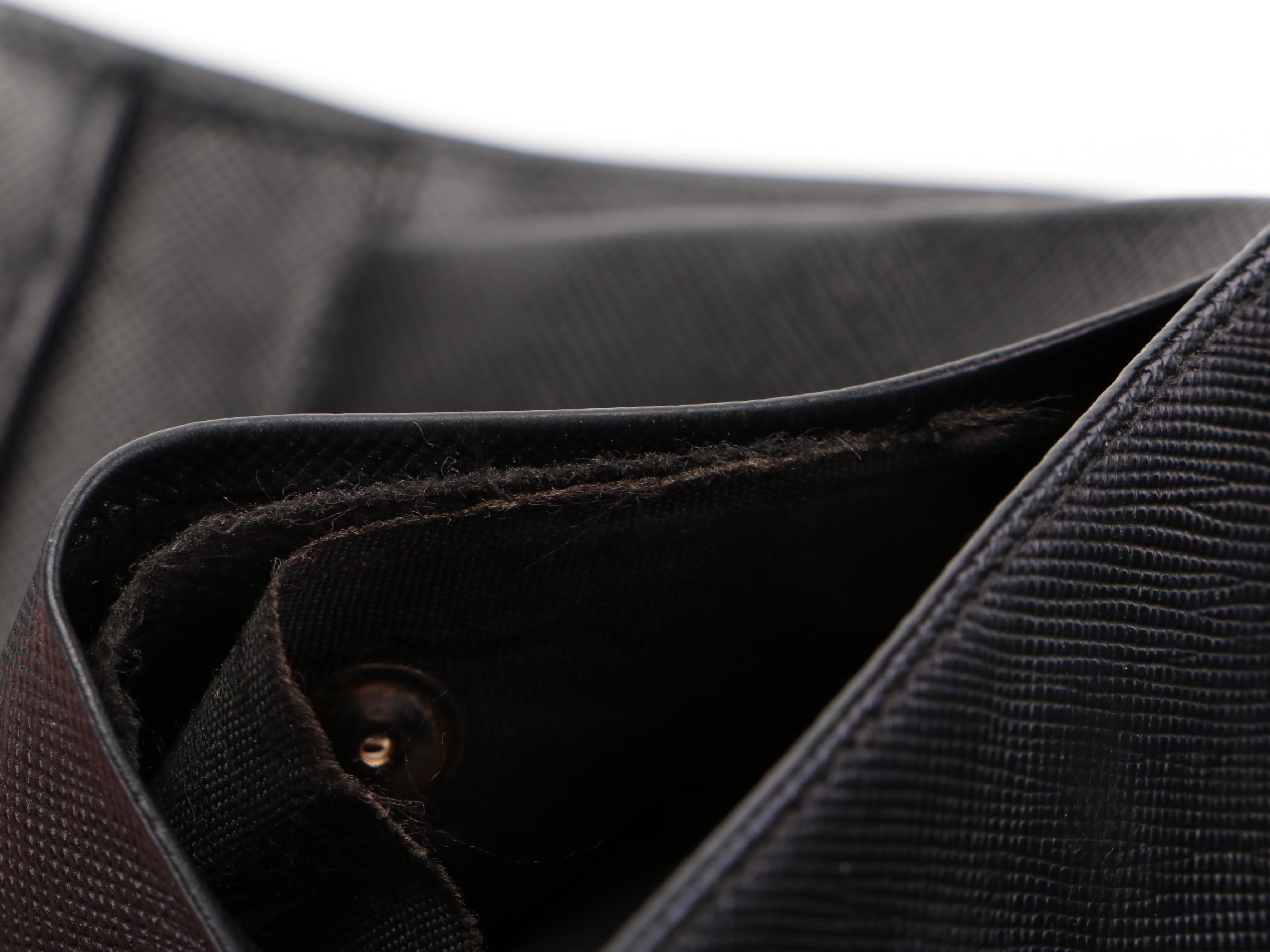 Prada Trifold Continental Wallet in Black Saffiano Leather