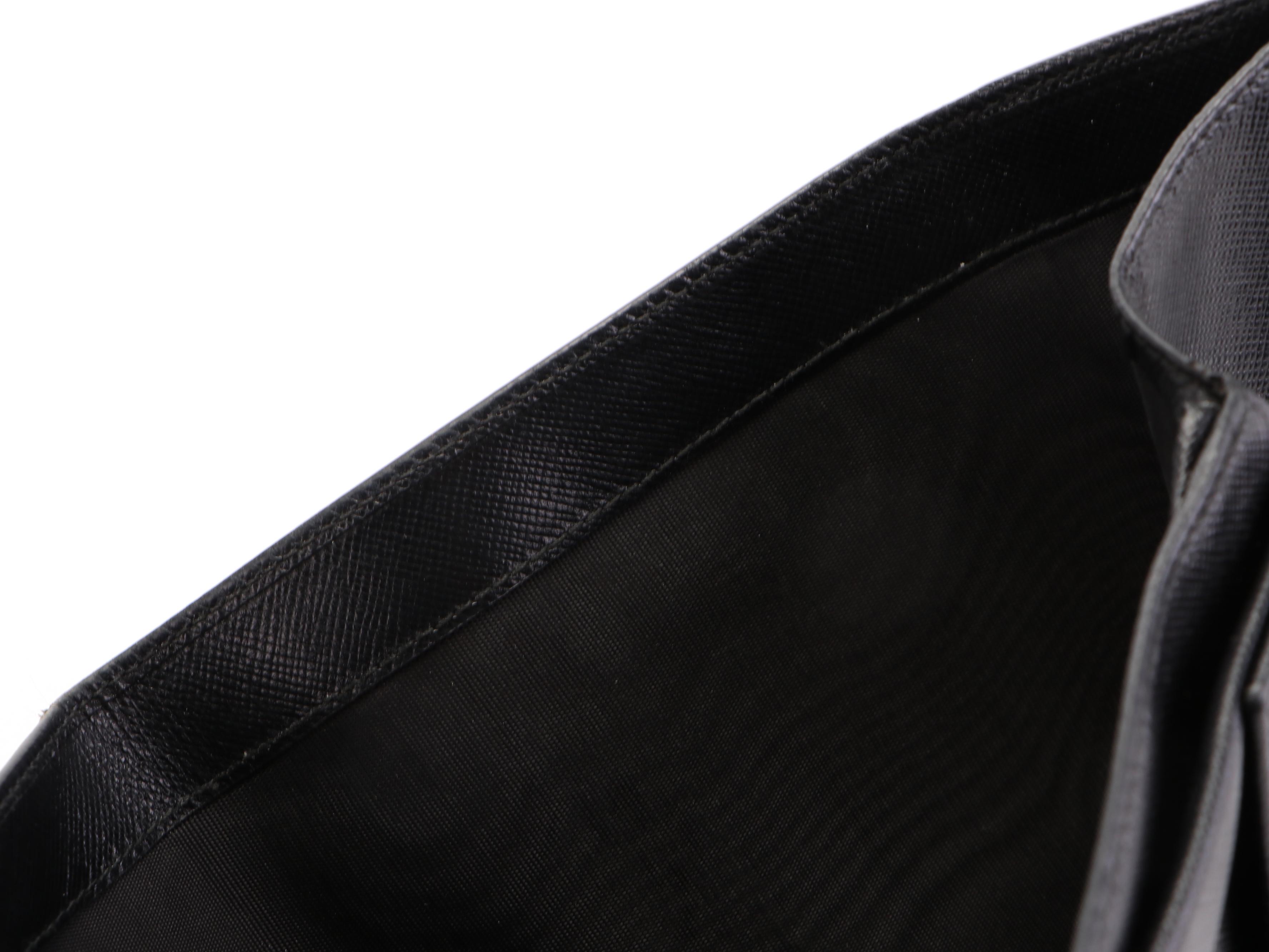 Prada Trifold Continental Wallet in Black Saffiano Leather