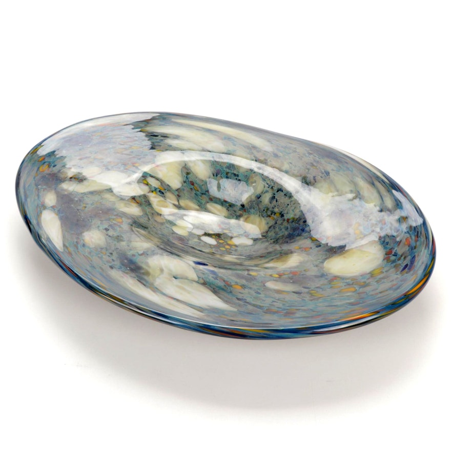 Robert Eickholt Handblown Art Glass Free-form Centerpiece Bowl