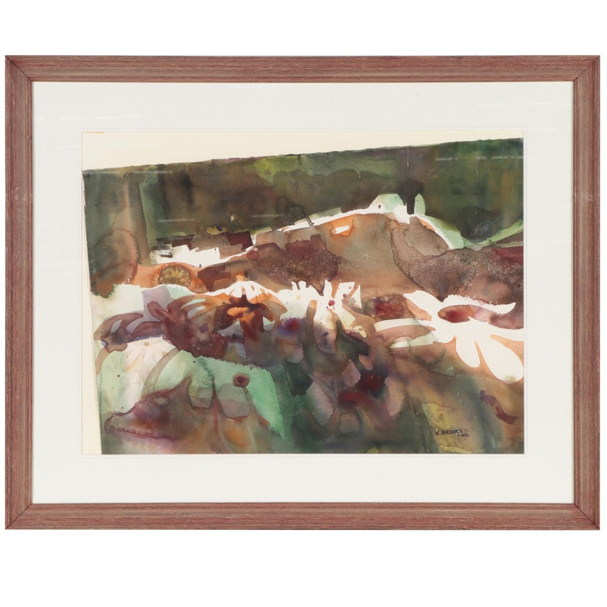 Virginia W. Brooks Abstract Watercolor Painting, Mid-20th Century