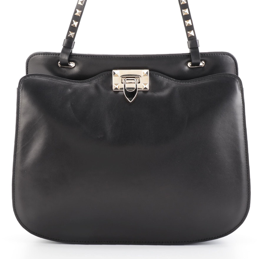 Valentino Rockstud Shoulder Bag in Black Leather