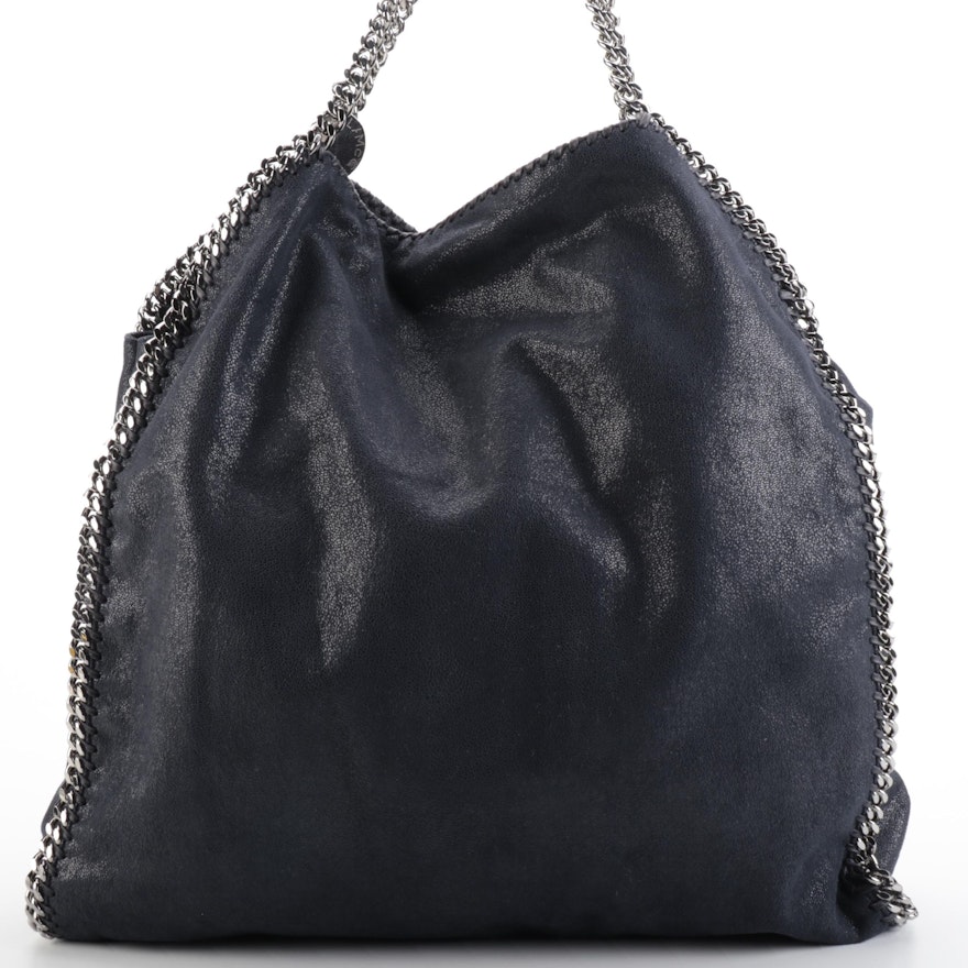 Stella McCartney Falabella Tote in Navy Shaggy Deer Faux Suede