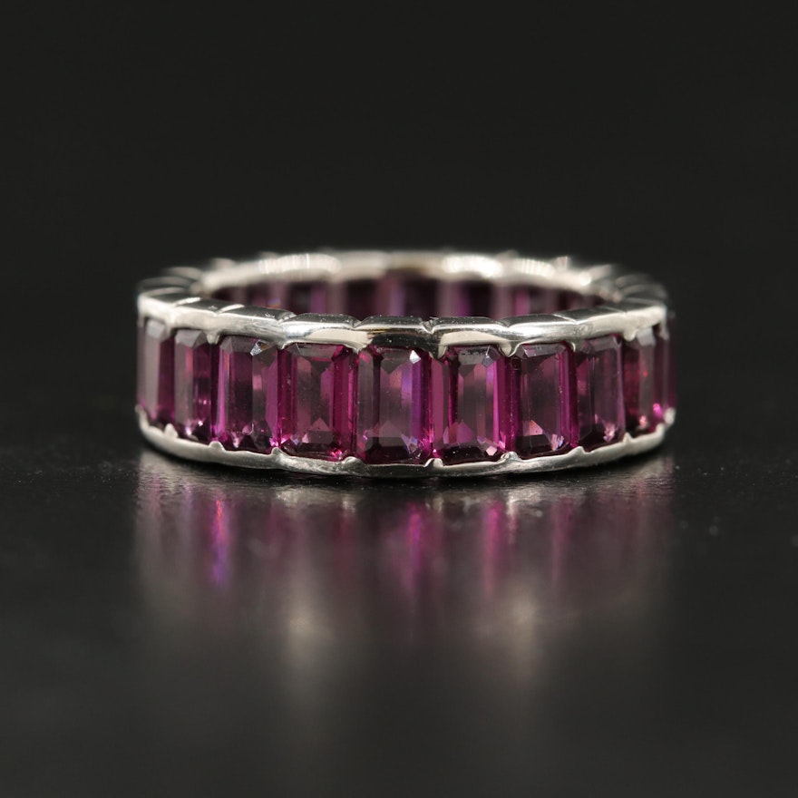 Sterling Garnet Eternity Band