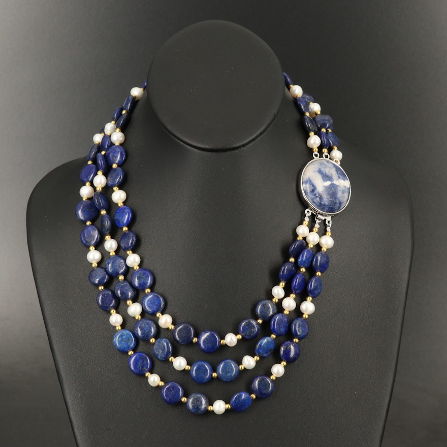 Lapis Lazuli and Pearl Necklace