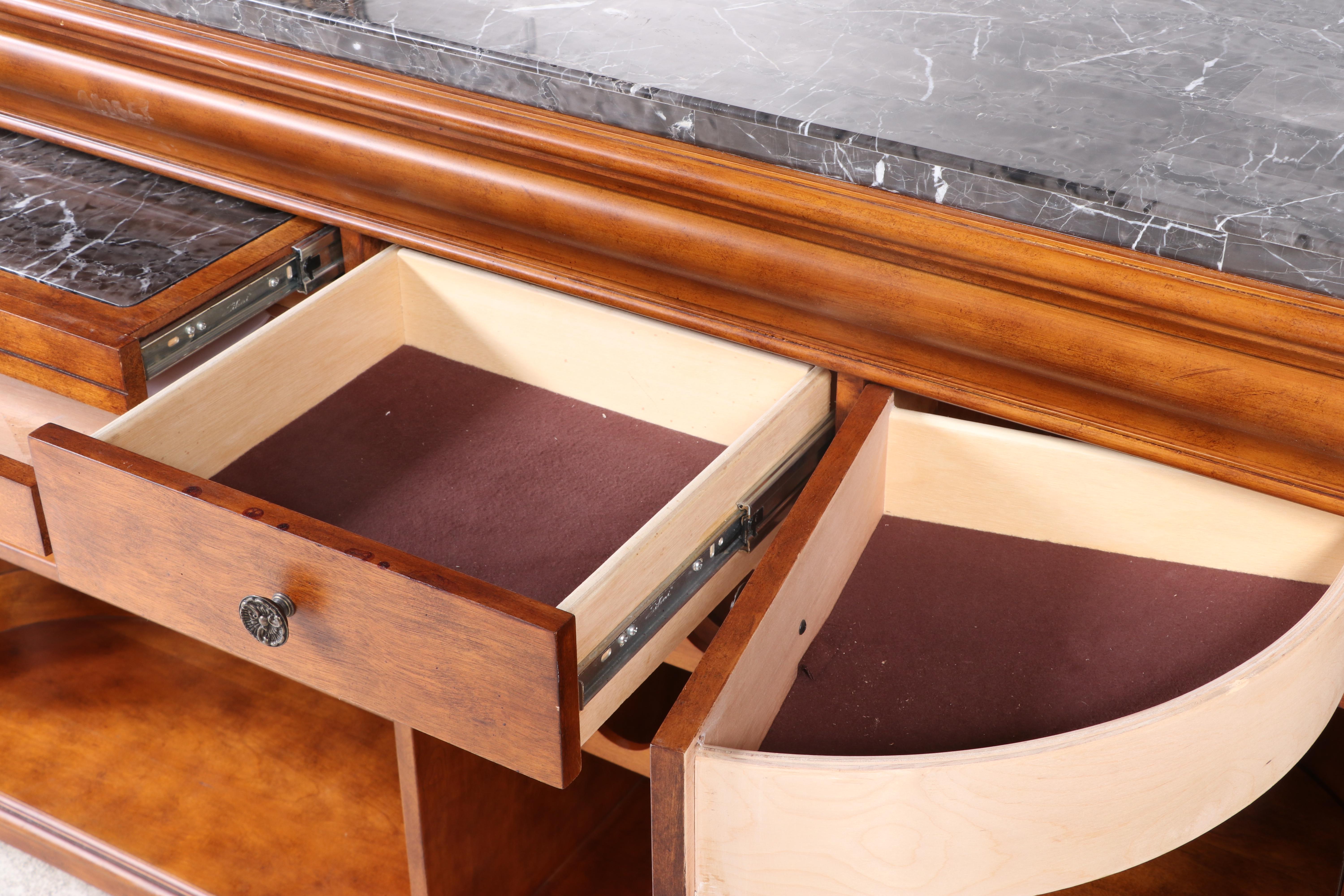 Pulaski Furniture "Edwardian Collection" Cherry-Veneered and Marble Top Bar