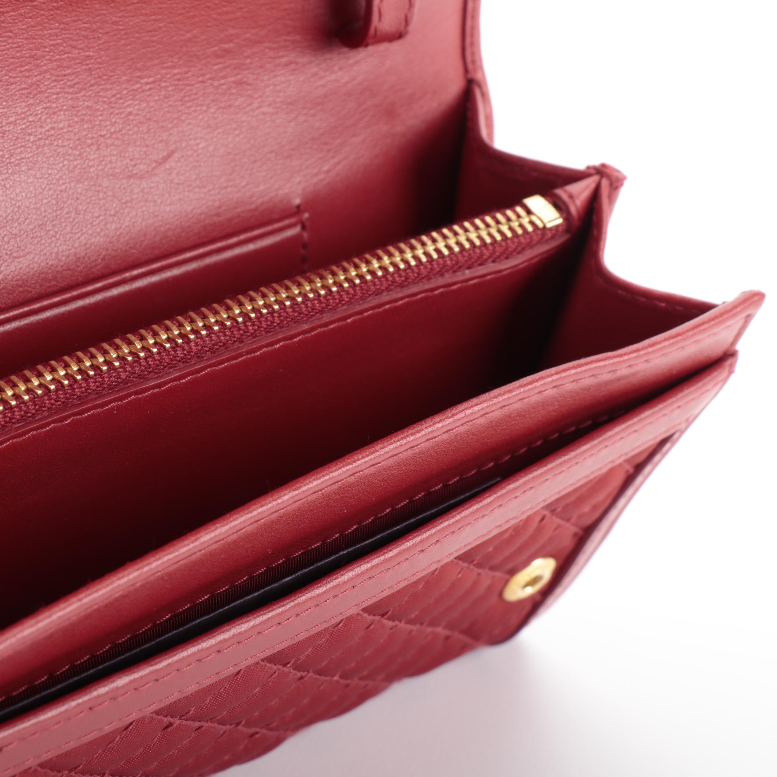 Prada Crossbody Wallet in Quilted Red Nylon Tessuto and Leather in Box