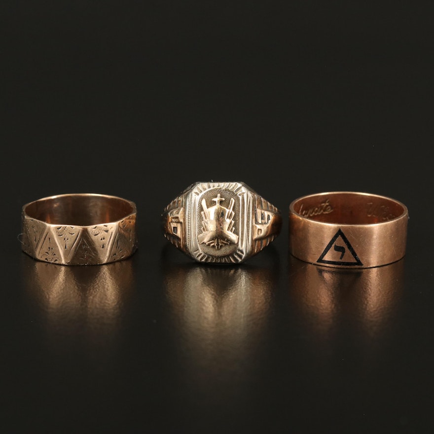 Rings Featuring Masonic 14th Degree, 10K and Sterling