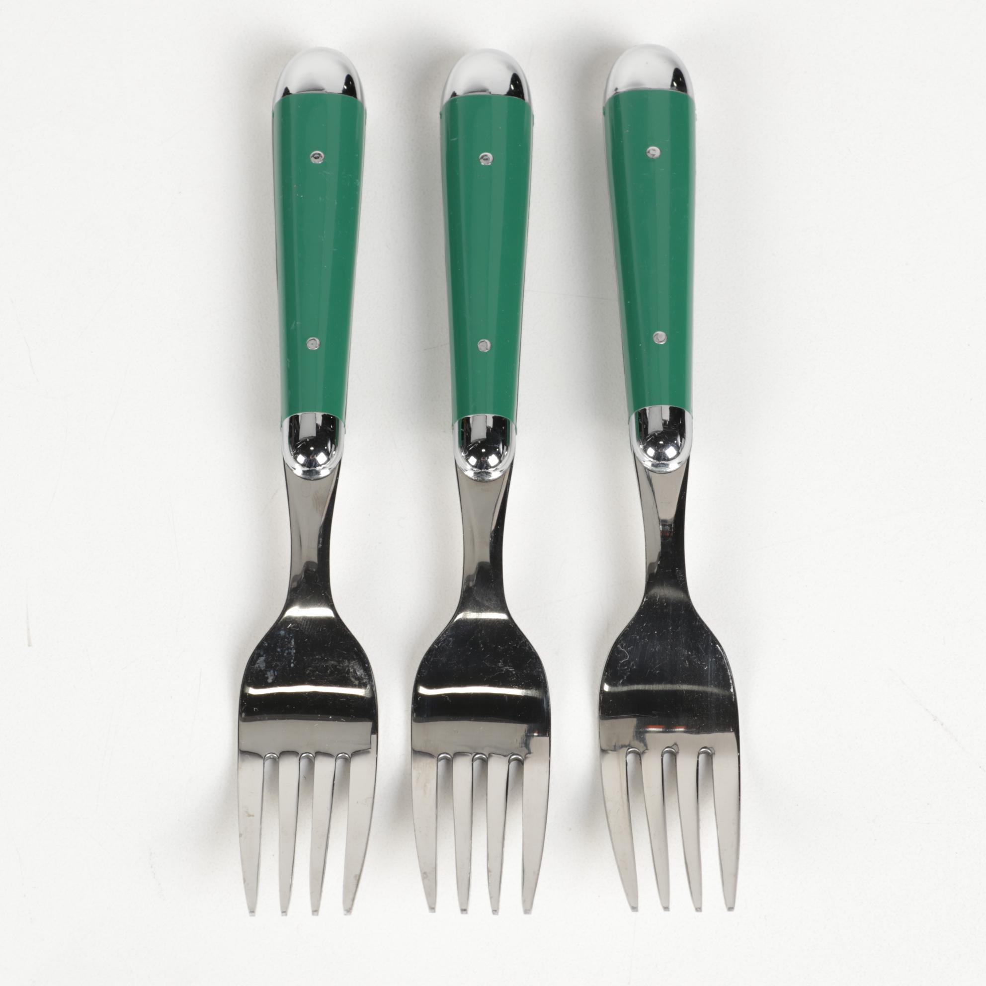 Oneida Hunter Green "Palette" Stainless Steel Flatware