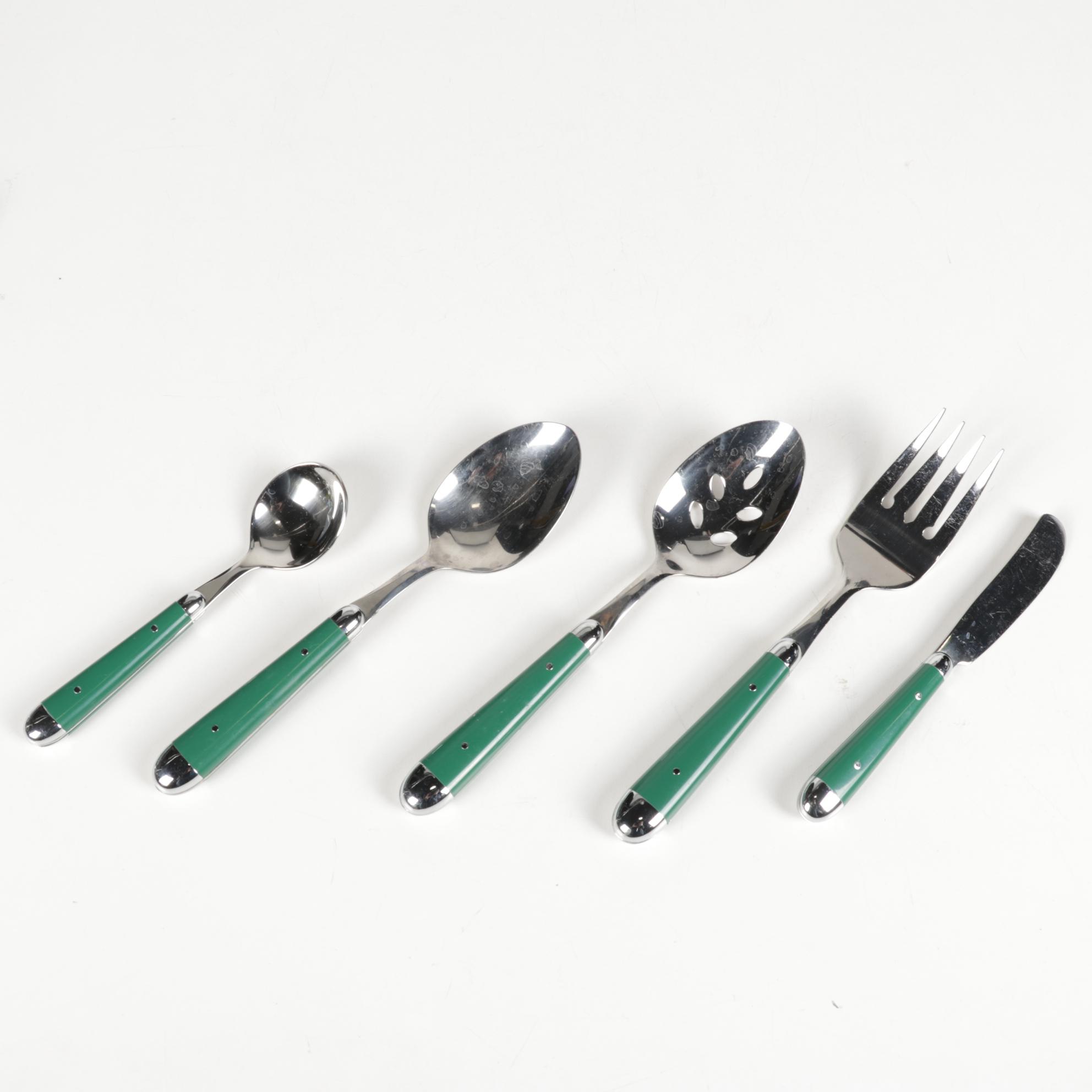 Oneida Hunter Green "Palette" Stainless Steel Flatware