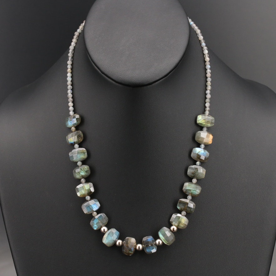 Sterling Labradorite Beaded Necklace