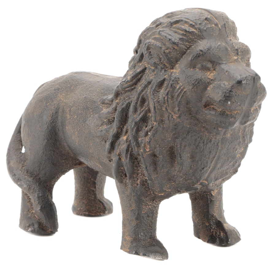 Cast Iron Lion Figurine, 20th Century