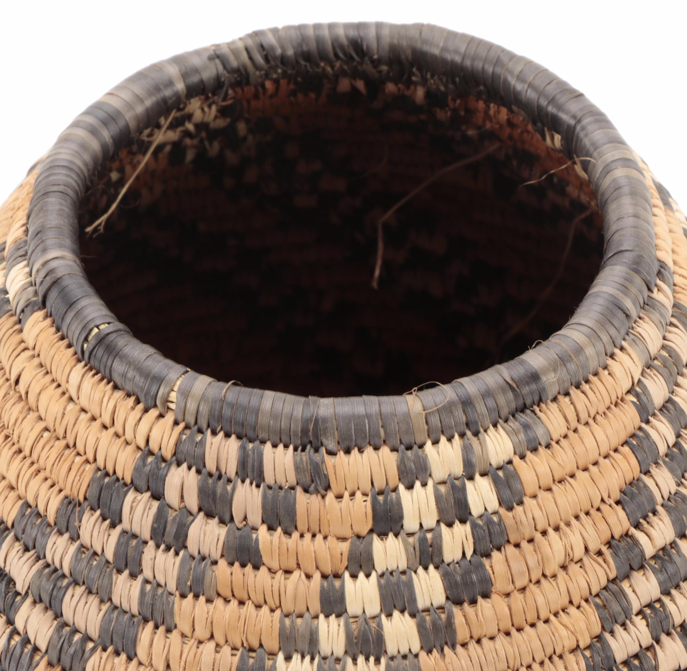 Zulu Style Hand-Woven Lidded Basket, South Africa