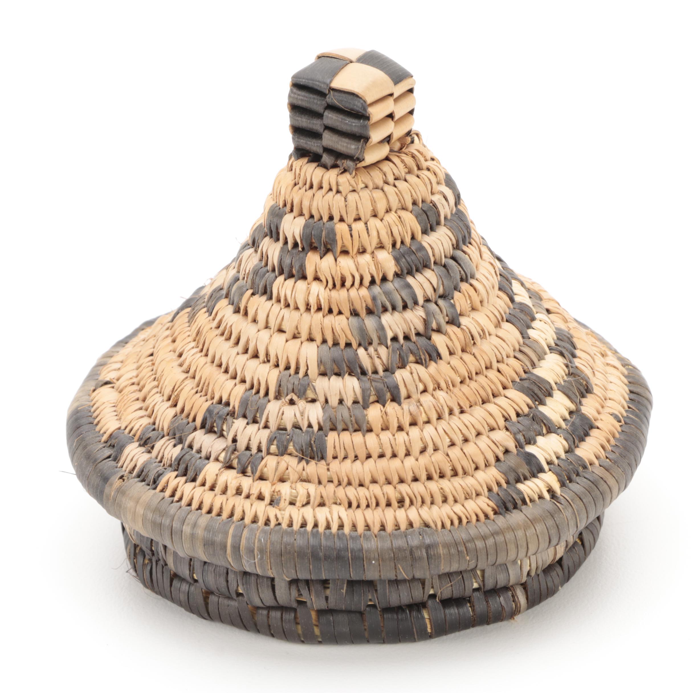 Zulu Style Hand-Woven Lidded Basket, South Africa