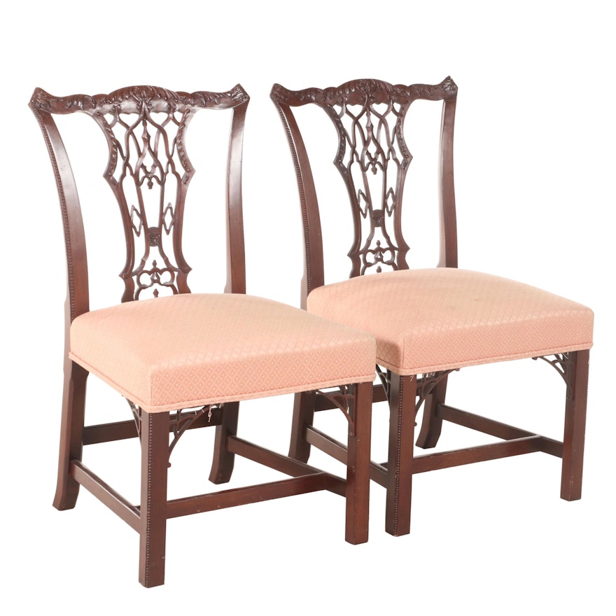 Pair of George III Style Mahogany Side Chairs, Late 20th Century