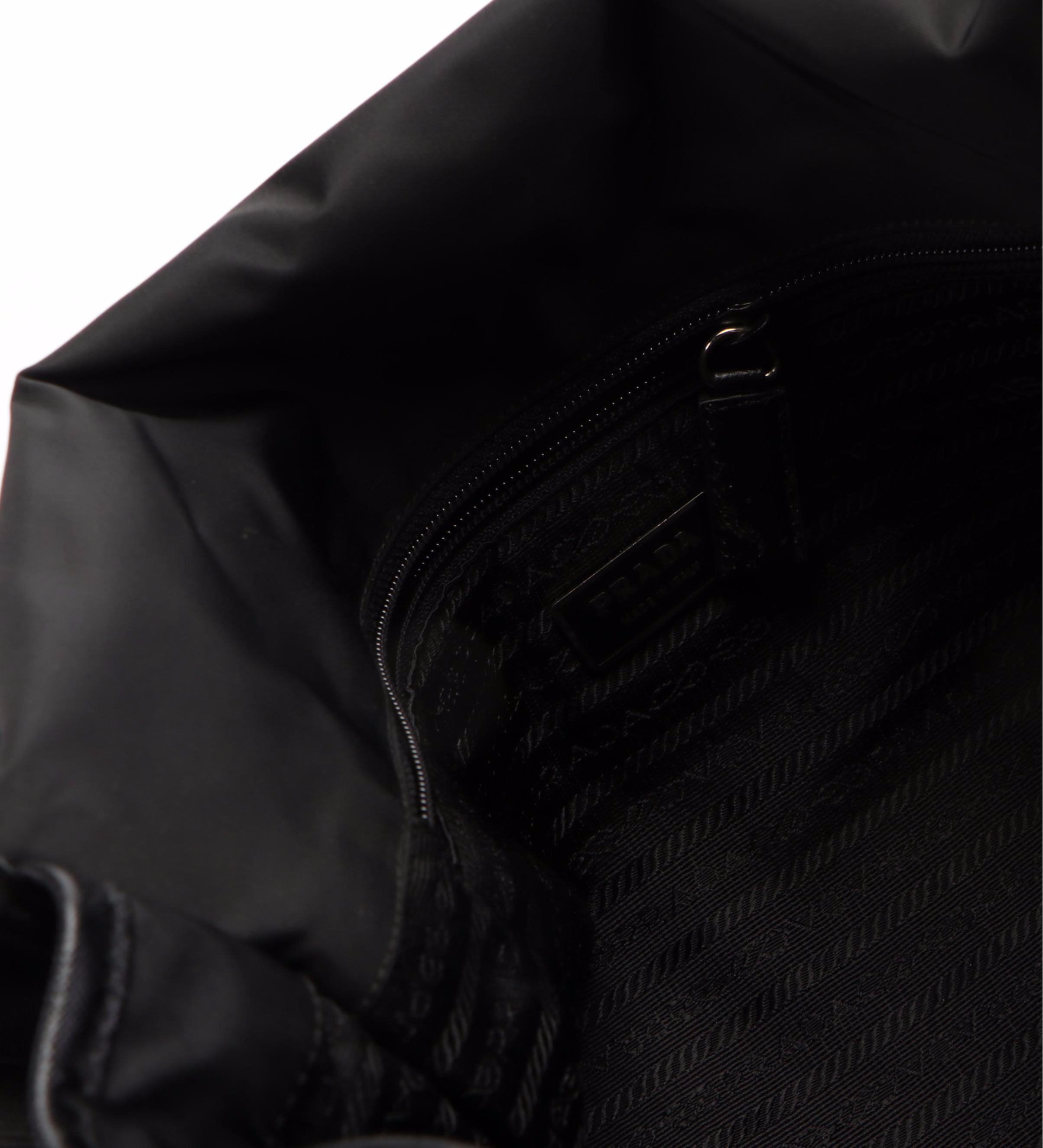 Prada Buckle Messenger Bag in Black Nylon Tessuto and Saffiano Leather