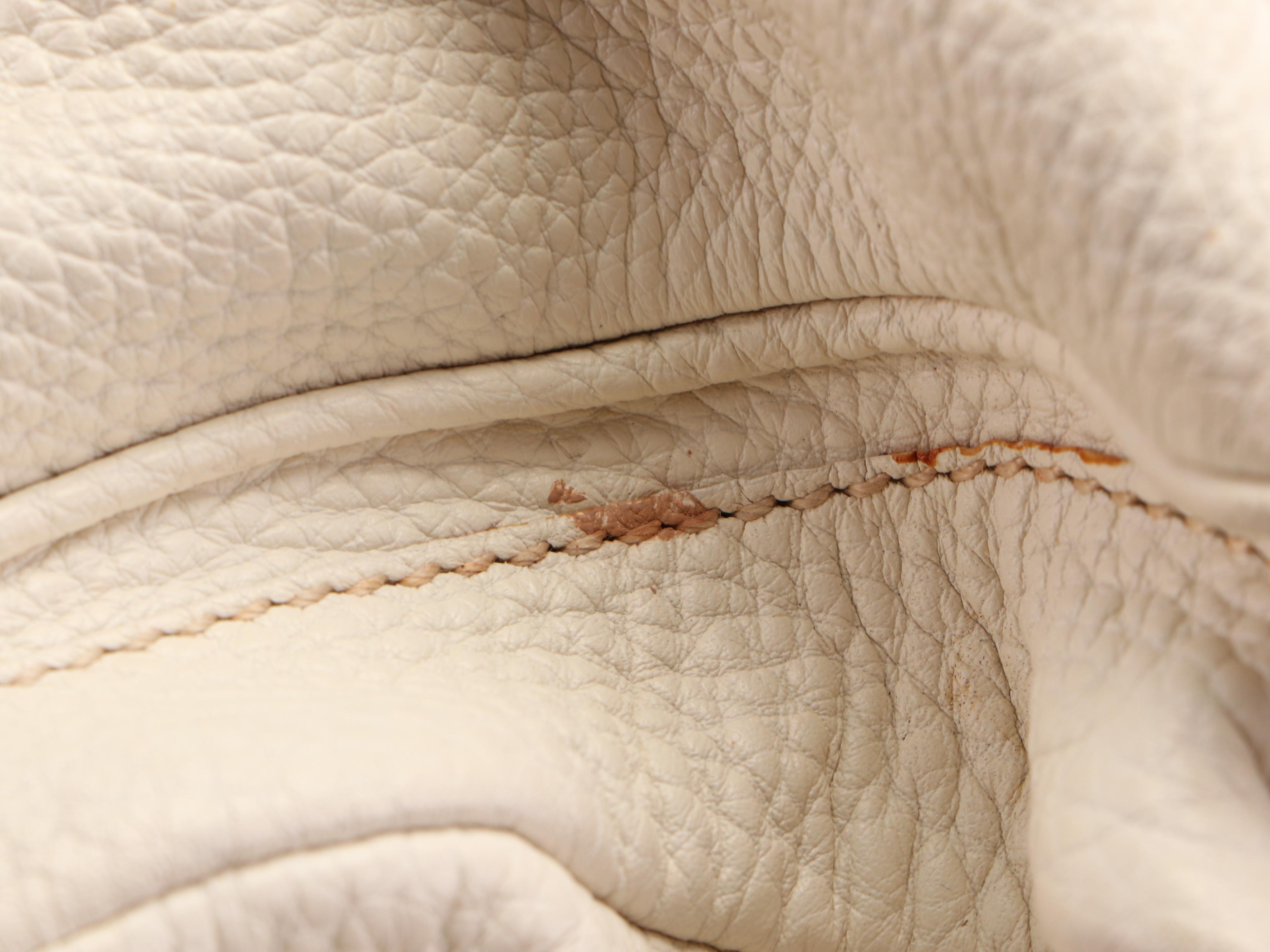 Prada Shoulder Tote Bag Large in White Vitello Daino Leather with Zip Pouch