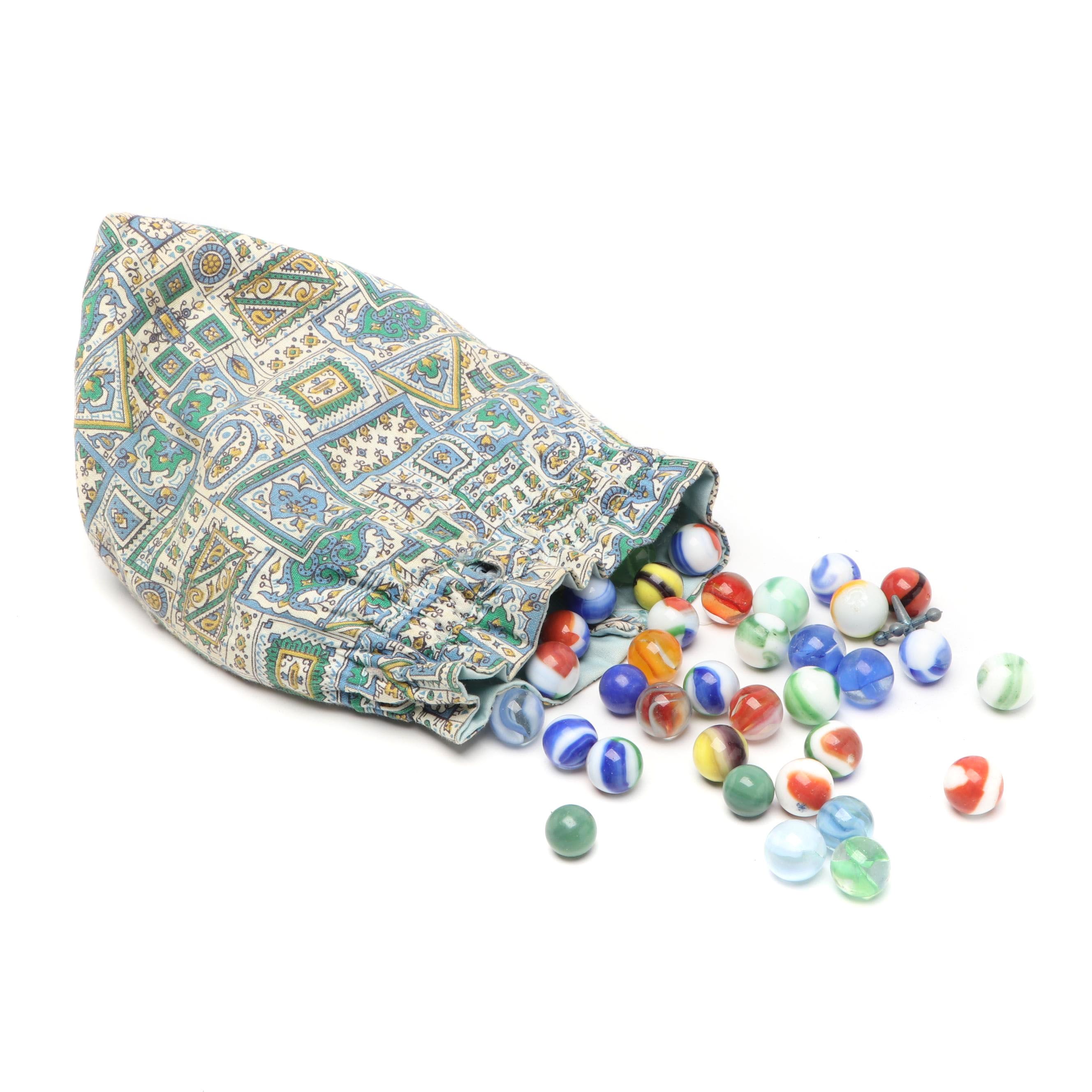 Glass Marbles with Cloth Carry Bag