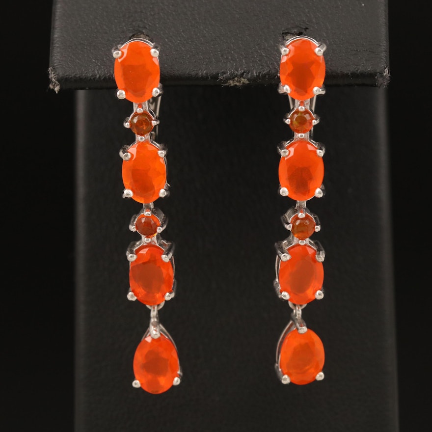 Sterling Fire Opal Earrings