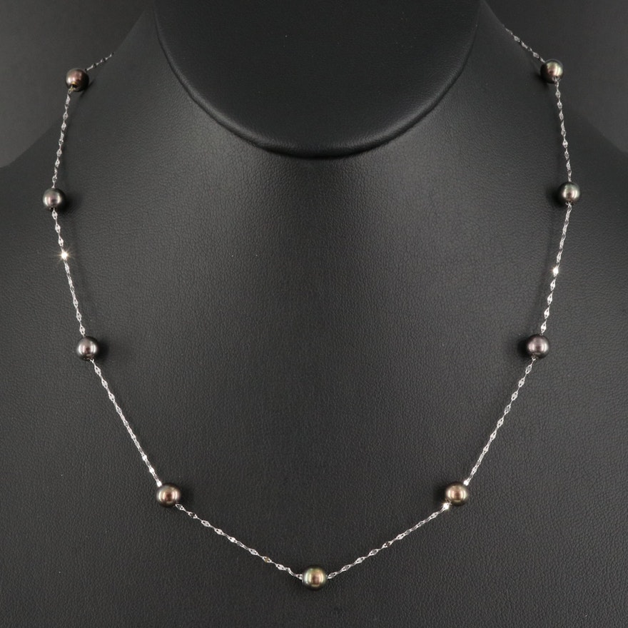 14K Pearl Station Necklace