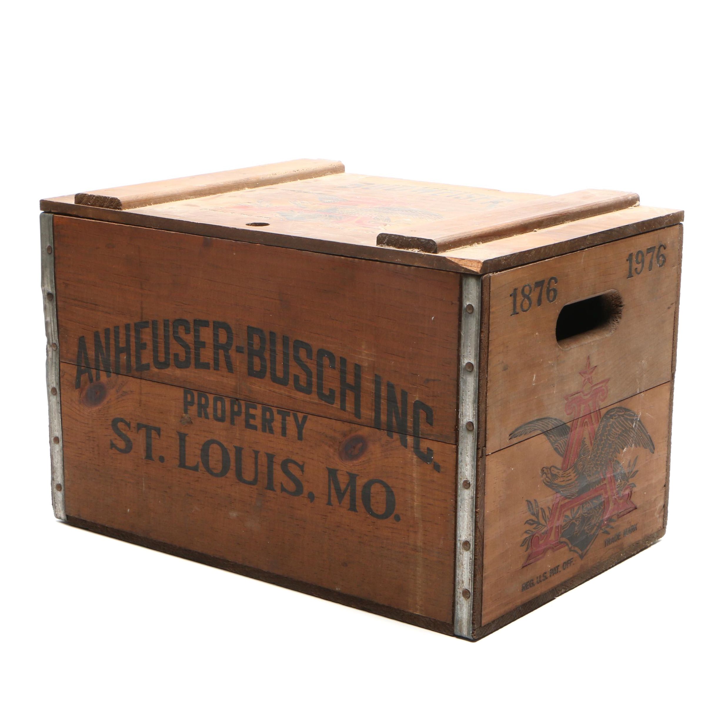 Anheuser-Busch Inc. Budweiser 1976 Centennial Wooden Beer Crate