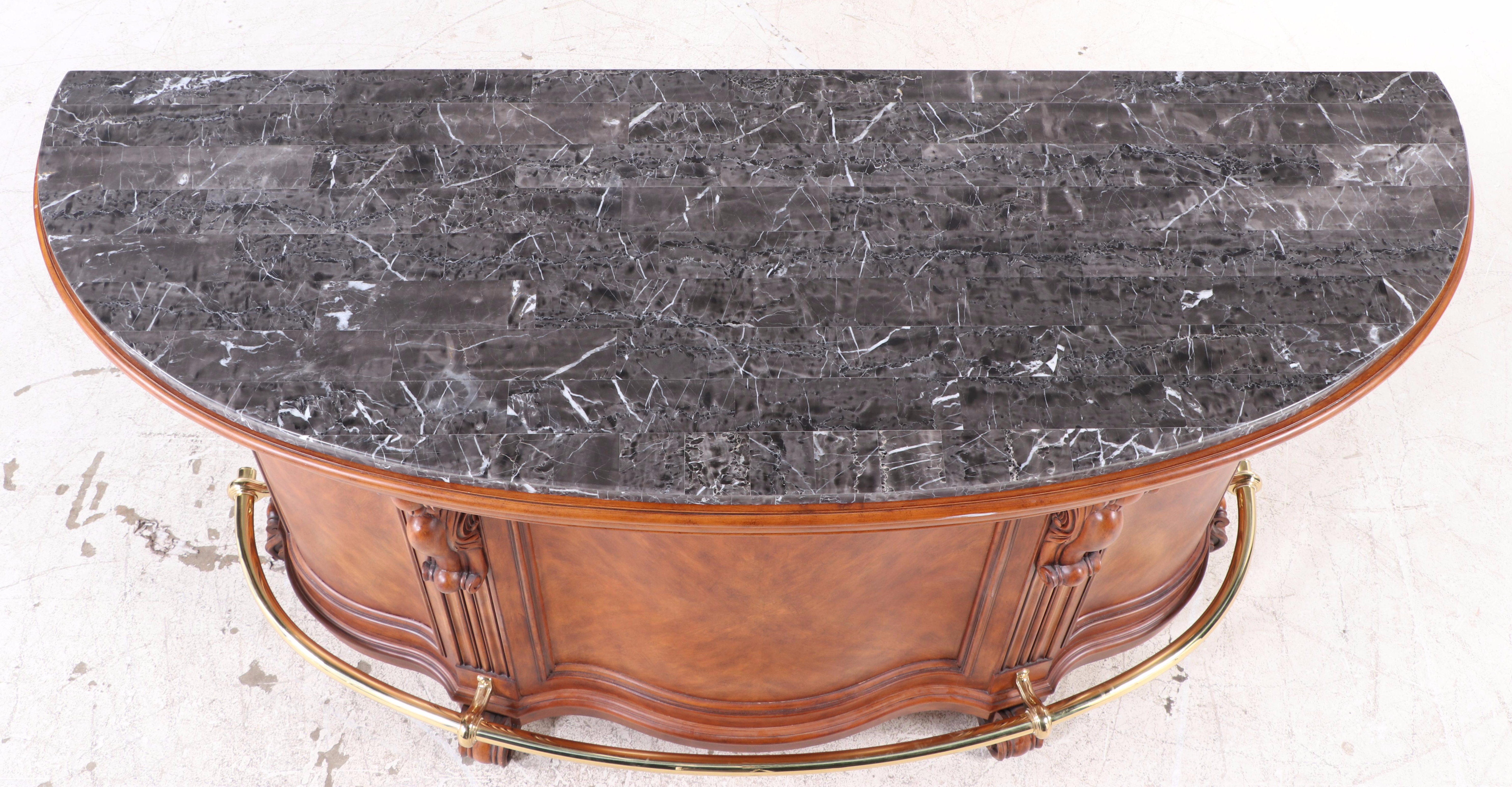 Pulaski Furniture "Edwardian Collection" Cherry-Veneered and Marble Top Bar