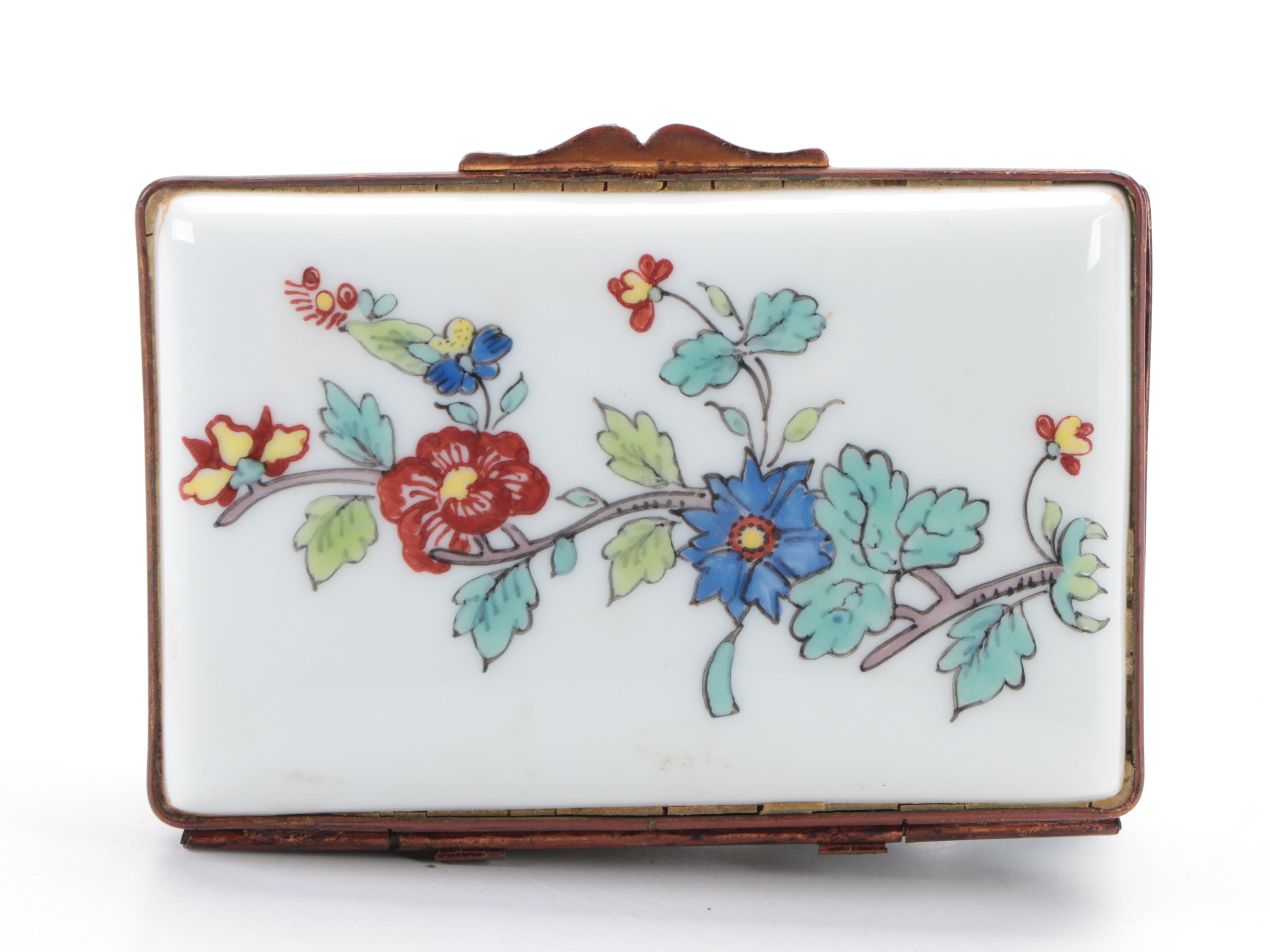 French Limoges Chantilly Style Hand-Painted Porcelain Couple in Bed Box
