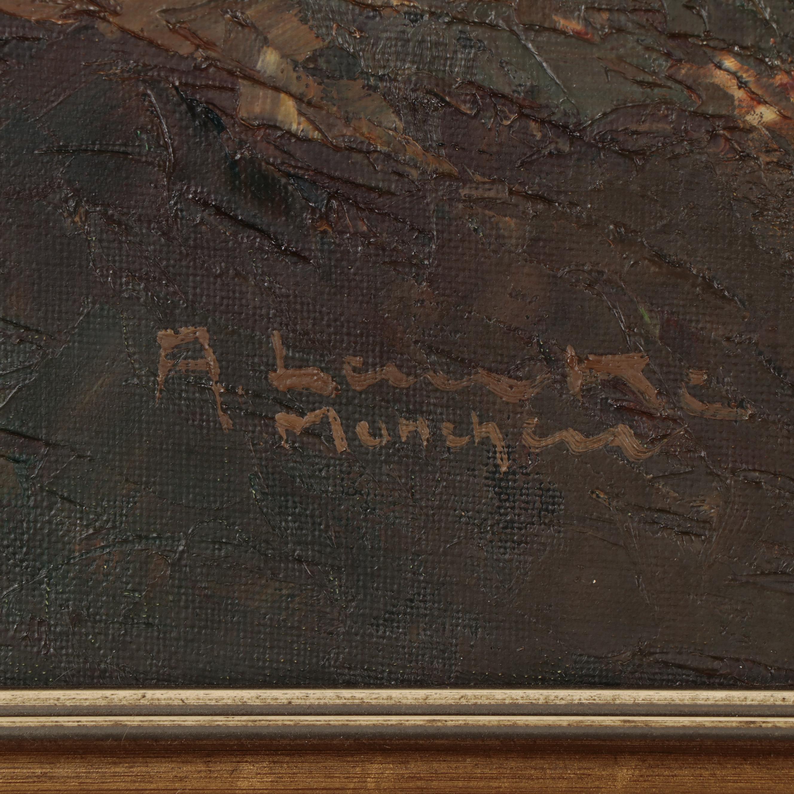 Arno Lemke Landscape Oil Painting of Munich, Mid-20th Century