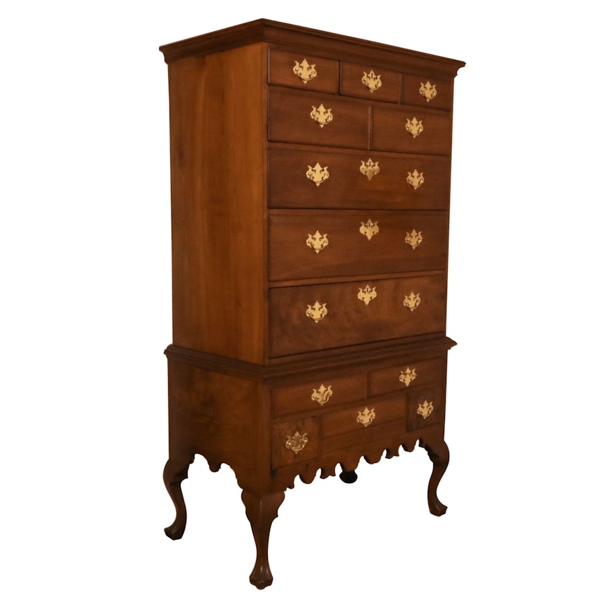 American Walnut and Inlaid Chest-on-Stand, 18th Century and Later