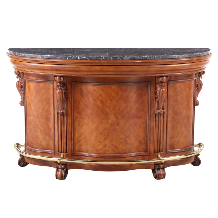 Pulaski Furniture "Edwardian Collection" Cherry-Veneered and Marble Top Bar