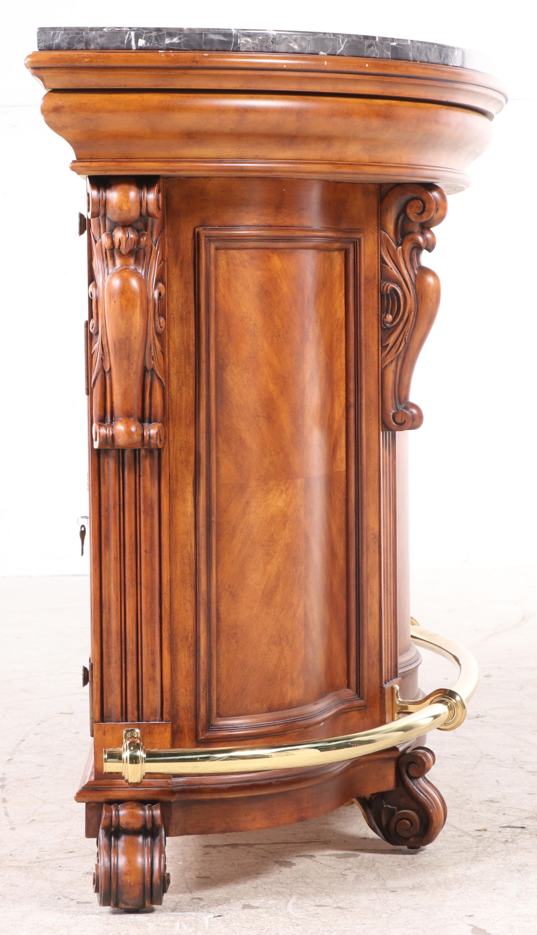 Pulaski Furniture "Edwardian Collection" Cherry-Veneered and Marble Top Bar